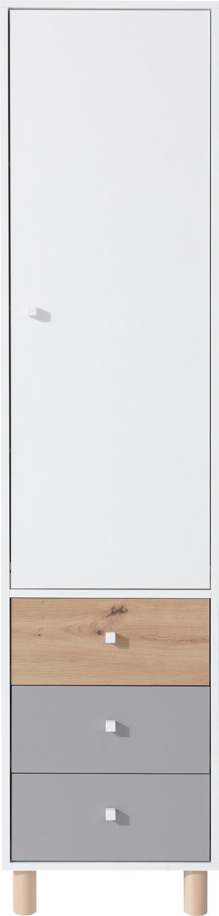 Regál FR04 L/P biela/dub artisan/šedá 45x40x190