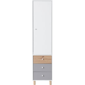 Regál FR04 L/P biela/dub artisan/šedá 45x40x190