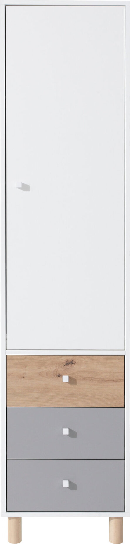 Regál FR04 L/P biela/dub artisan/šedá 45x40x190