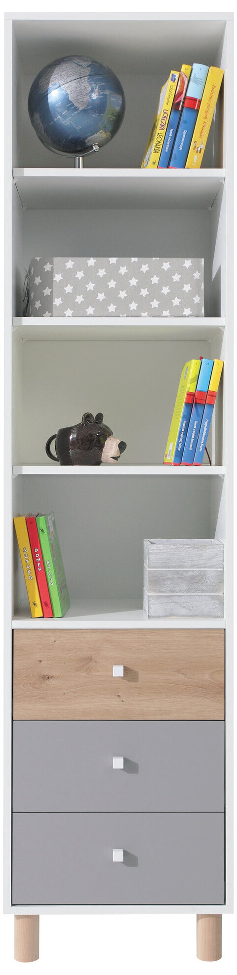 Regál FR07 biela/dub artisan/šedá 45x40x190