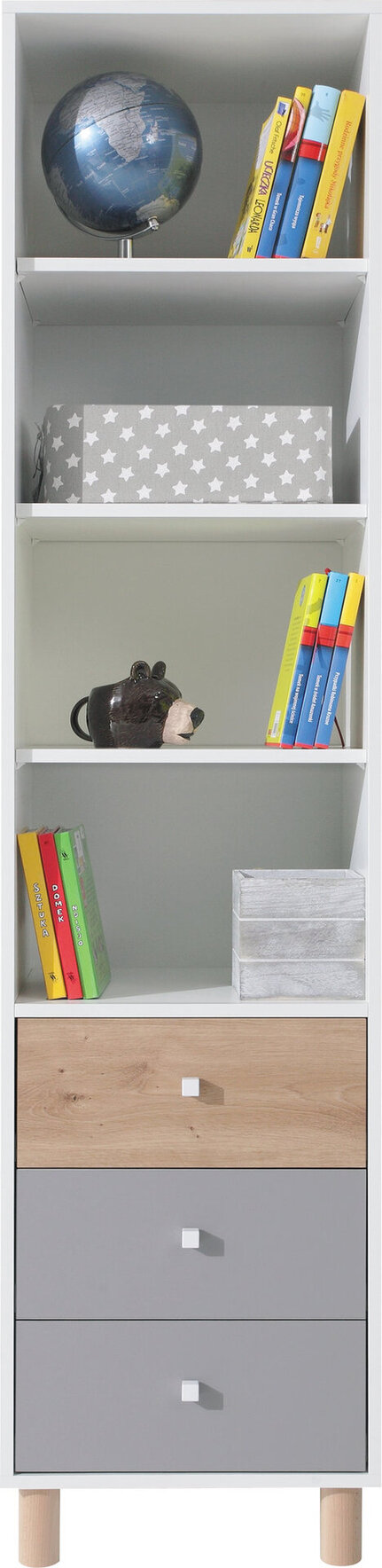 Regál FR07 biela/dub artisan/šedá 45x40x190