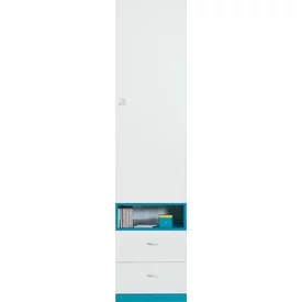 Regál MB03 L/P biela/tyrkys 45x40x195