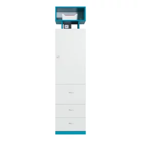 Regál MB04 L/P biela/tyrkys 45x40x195