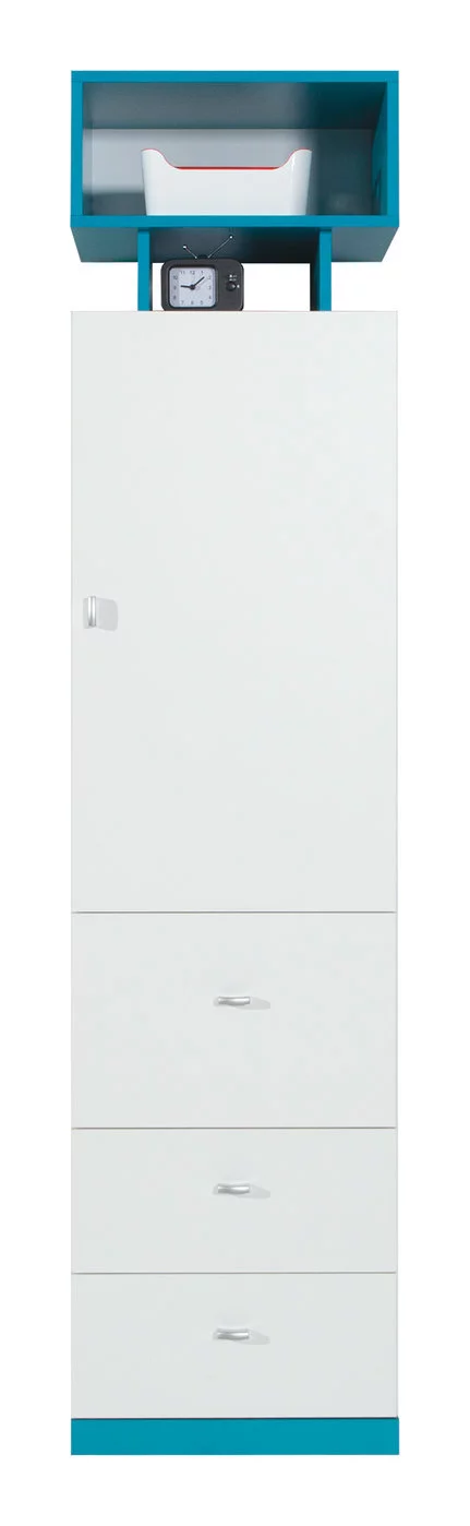 Regál MB04 L/P biela/tyrkys 45x40x195