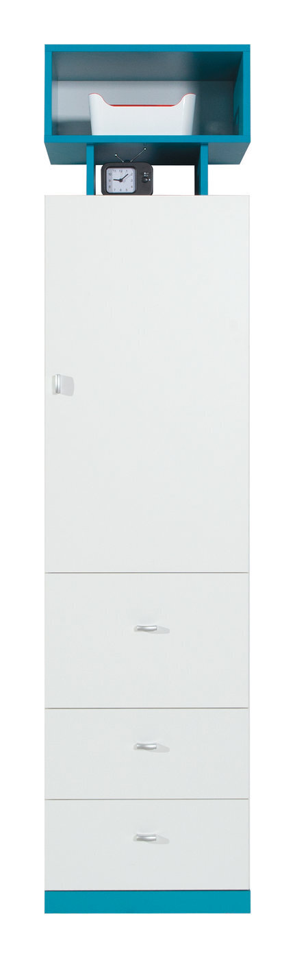 Regál MB04 L/P biela/tyrkys 45x40x195