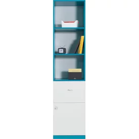 Regál MB05 L/P biela/tyrkys 45x40x195