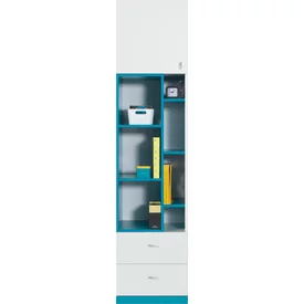 Regál MB06 L/P biela/tyrkys 45x40x195