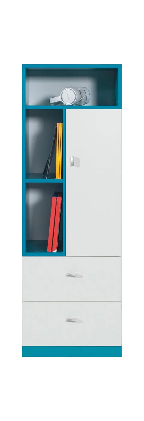 Regál MB07 biela/tyrkys 45x40x135