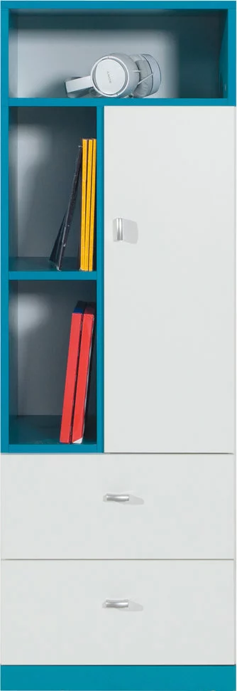 Regál MB07 biela/tyrkys 45x40x135