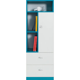 Regál MB07 biela/tyrkys 45x40x135