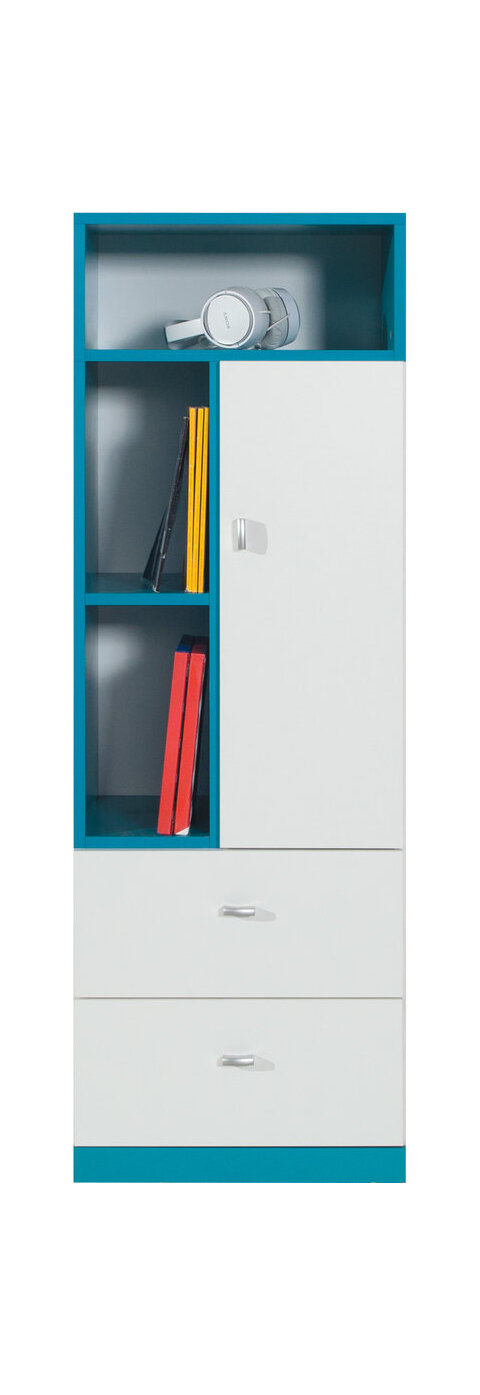 Regál MB07 biela/tyrkys 45x40x135