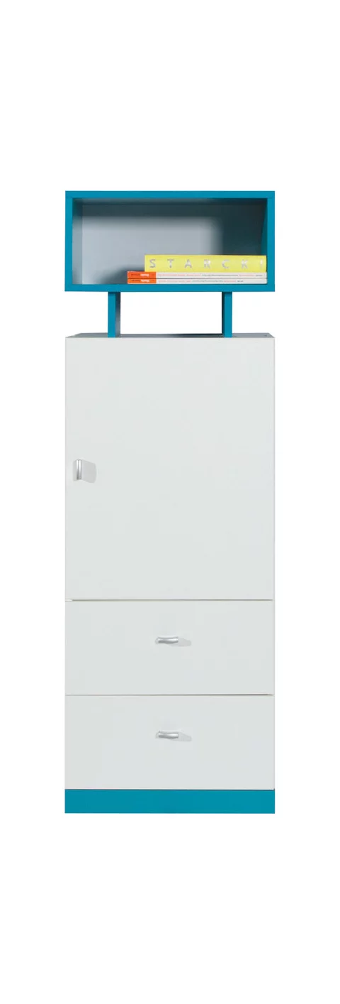 Regál MB08 L/P biela/tyrkys 45x40x135