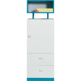 Regál MB08 L/P biela/tyrkys 45x40x135