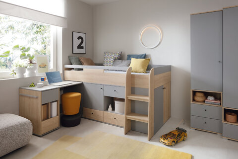 Regál OR02 platinovo sivá/dub sušienkový 45x40x195