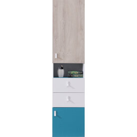 Regál PL04 L/P biela/dub/morská 45x40x190