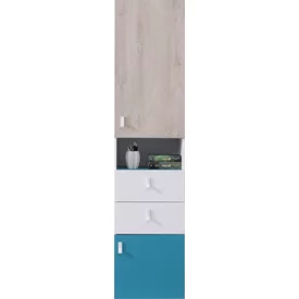 Regál PL04 L/P biela/dub/morská 45x40x190