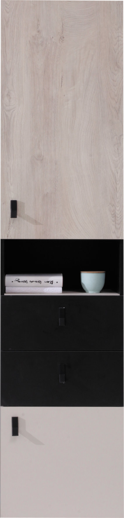 Regál PL04 L/P čierna/dub/béžová 45x40x190