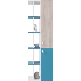 Regál PL05 biela/dub/morská 60x40x190