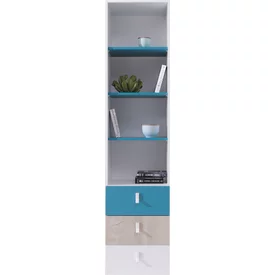 Regál PL06 biela/dub/morská 45x40x190