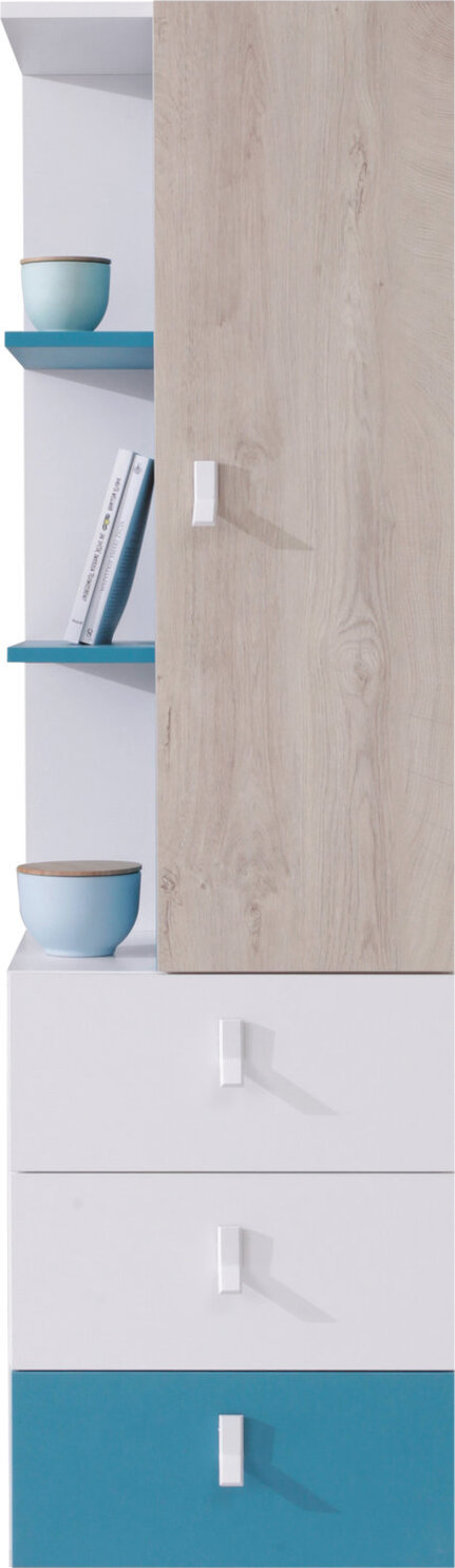 Regál PL07 biela/dub/morská 45x40x160