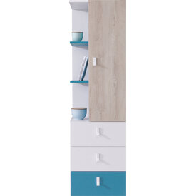 Regál PL07 biela/dub/morská 45x40x160