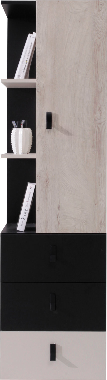 Regál PL07 čierna/dub/béžová 45x40x160