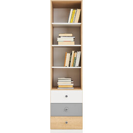 Regál PX06 dub sušienkový/biela/sivá 45x40x190