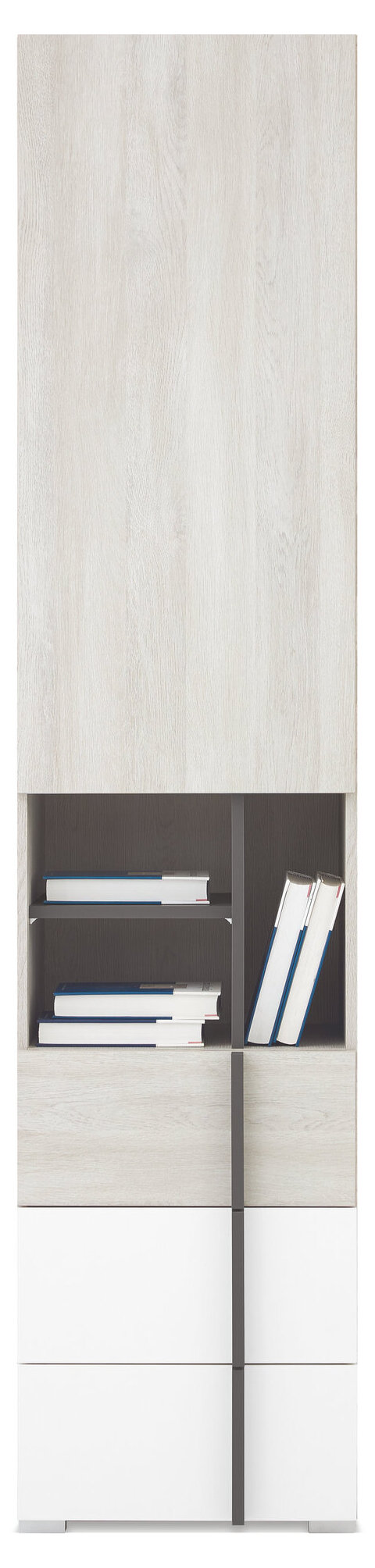 Regál RM03 dub wilton biely/biela/antracit 45x40x195