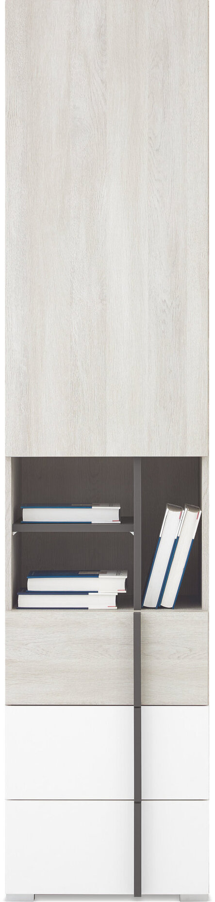 Regál RM03 dub wilton biely/biela/antracit 45x40x195