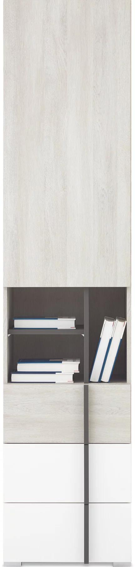 Regál RM03 dub wilton biely/biela/antracit 45x40x195