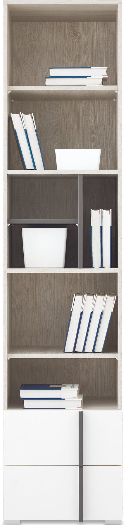 Regál RM05 dub wilton biely/biela/antracit 45x40x195