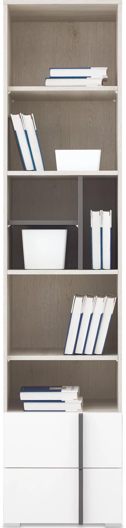 Regál RM05 dub wilton biely/biela/antracit 45x40x195