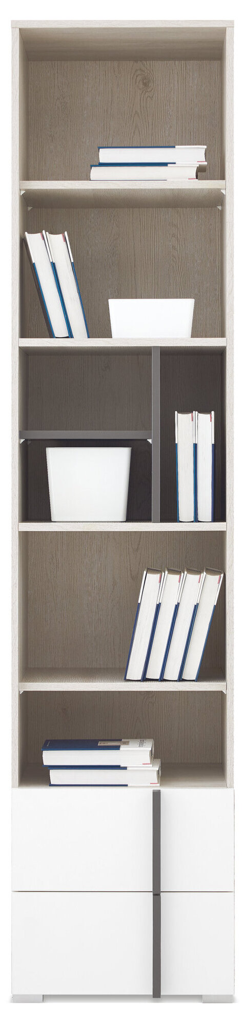 Regál RM05 dub wilton biely/biela/antracit 45x40x195
