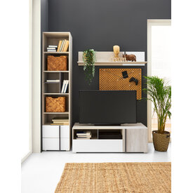 Regál RM05 dub wilton biely/biela/antracit 45x40x195