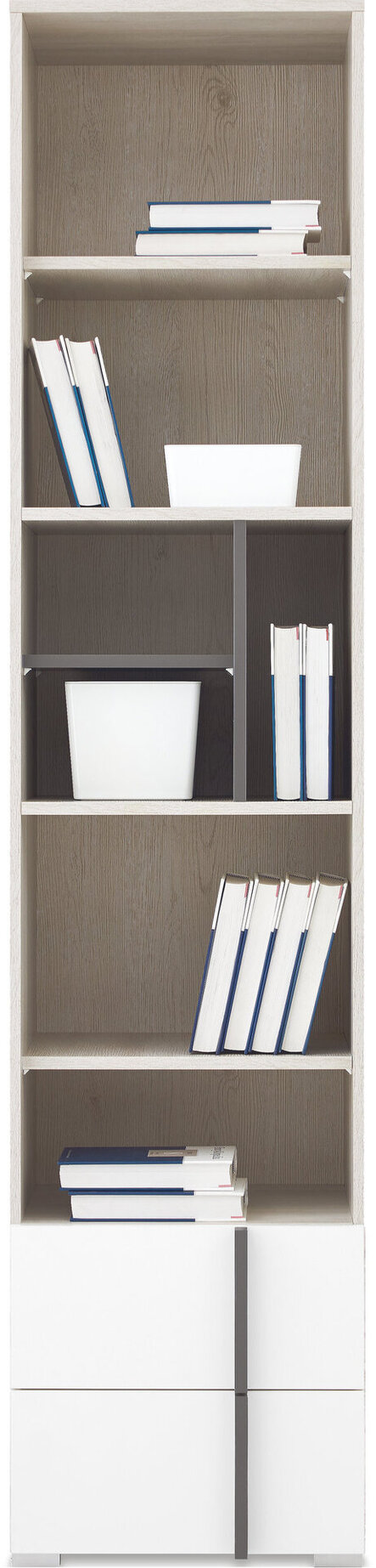 Regál RM05 dub wilton biely/biela/antracit 45x40x195
