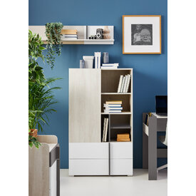 Regál RM06 dub wilton biely/biela/antracit 80x40x135