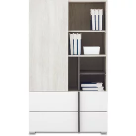 Regál RM06 dub wilton biely/biela/antracit 80x40x135