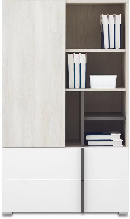Regál RM06 dub wilton biely/biela/antracit 80x40x135