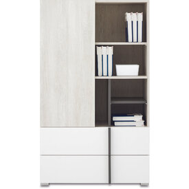 Regál RM06 dub wilton biely/biela/antracit 80x40x135