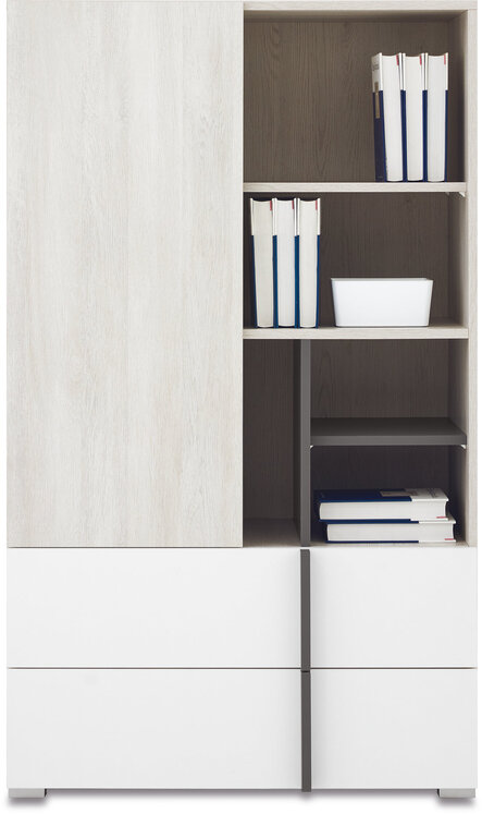 Regál RM06 dub wilton biely/biela/antracit 80x40x135