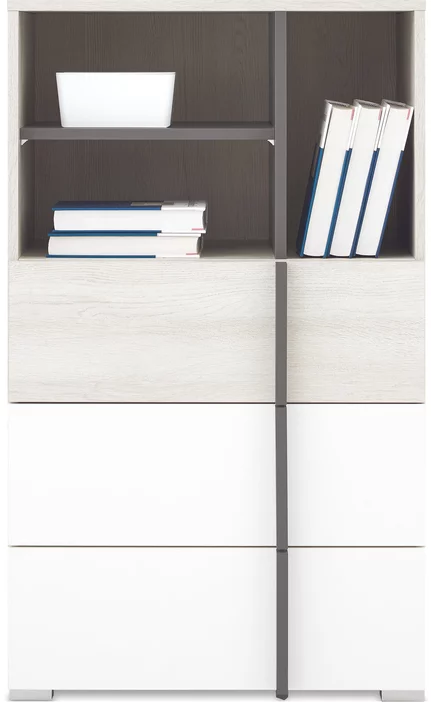 Regál RM07 dub wilton biely/biela/antracit 60x40x100