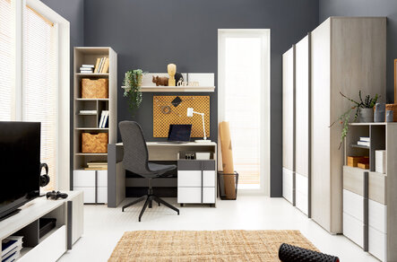 Regál RM07 dub wilton biely/biela/antracit 60x40x100