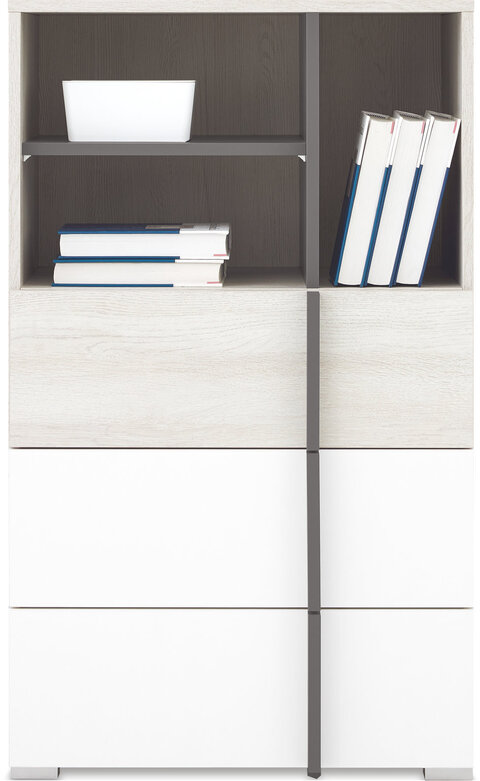 Regál RM07 dub wilton biely/biela/antracit 60x40x100