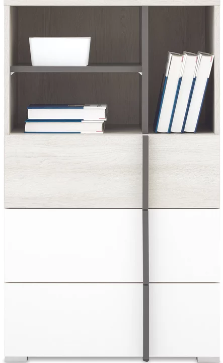 Regál RM07 dub wilton biely/biela/antracit 60x40x100