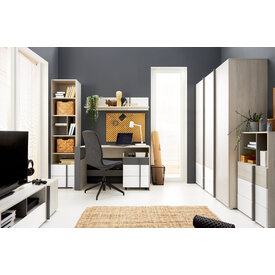 Regál RM07 dub wilton biely/biela/antracit 60x40x100