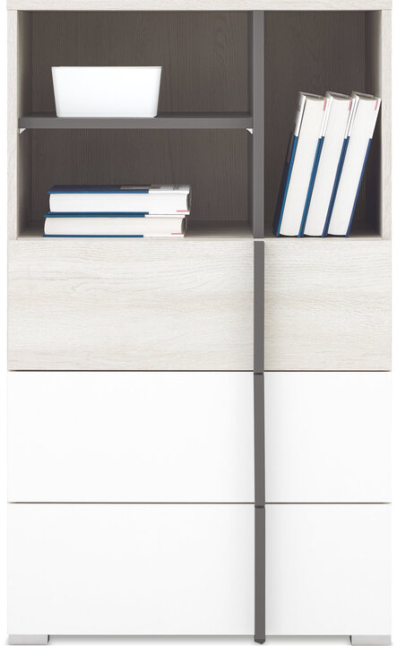 Regál RM07 dub wilton biely/biela/antracit 60x40x100