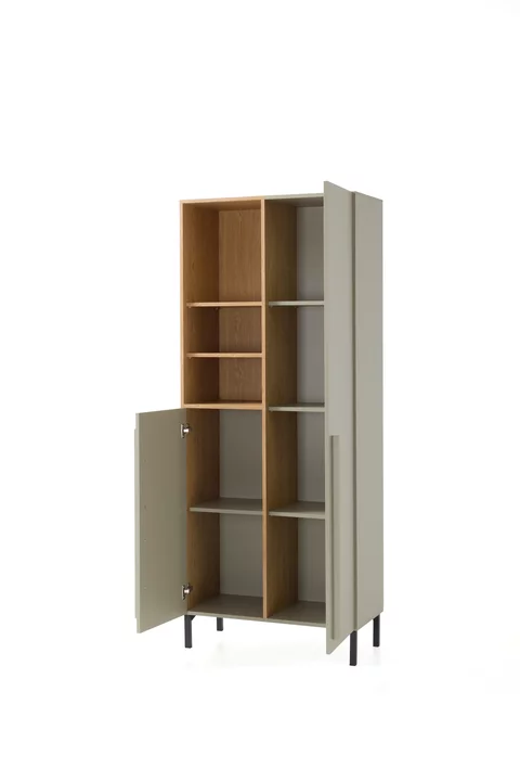 Regál SE03 eukalyptus/dub baltský/čierny onyx 80x40x195