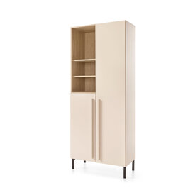 Regál SE03 pieskovo béžová/dub olejovaný/kráľovská modrá 80x40x195