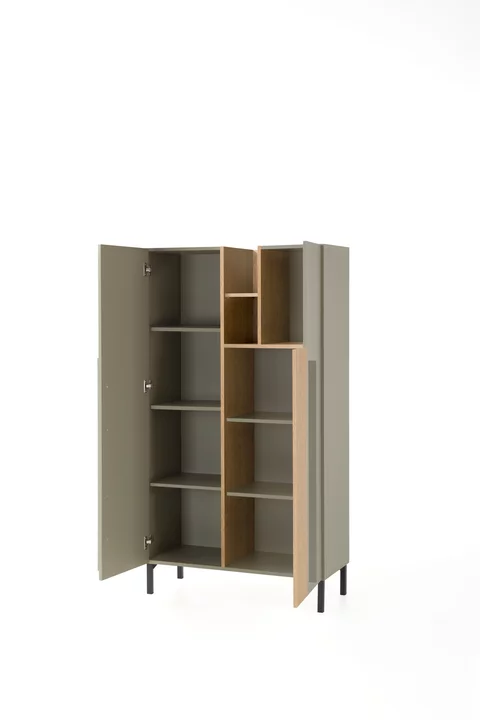 Regál SE05 eukalyptus/dub baltský/čierny onyx 90x40x165