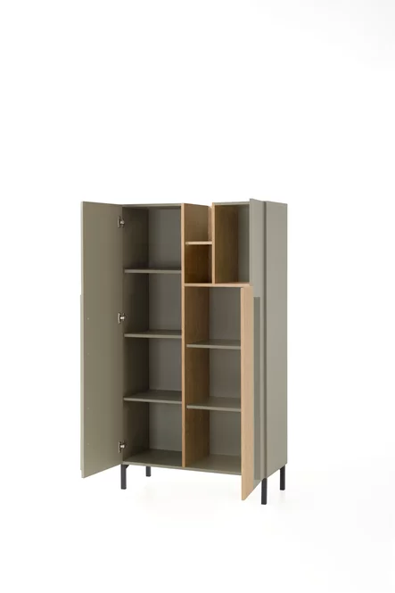 Regál SE05 eukalyptus/dub baltský/čierny onyx 90x40x165